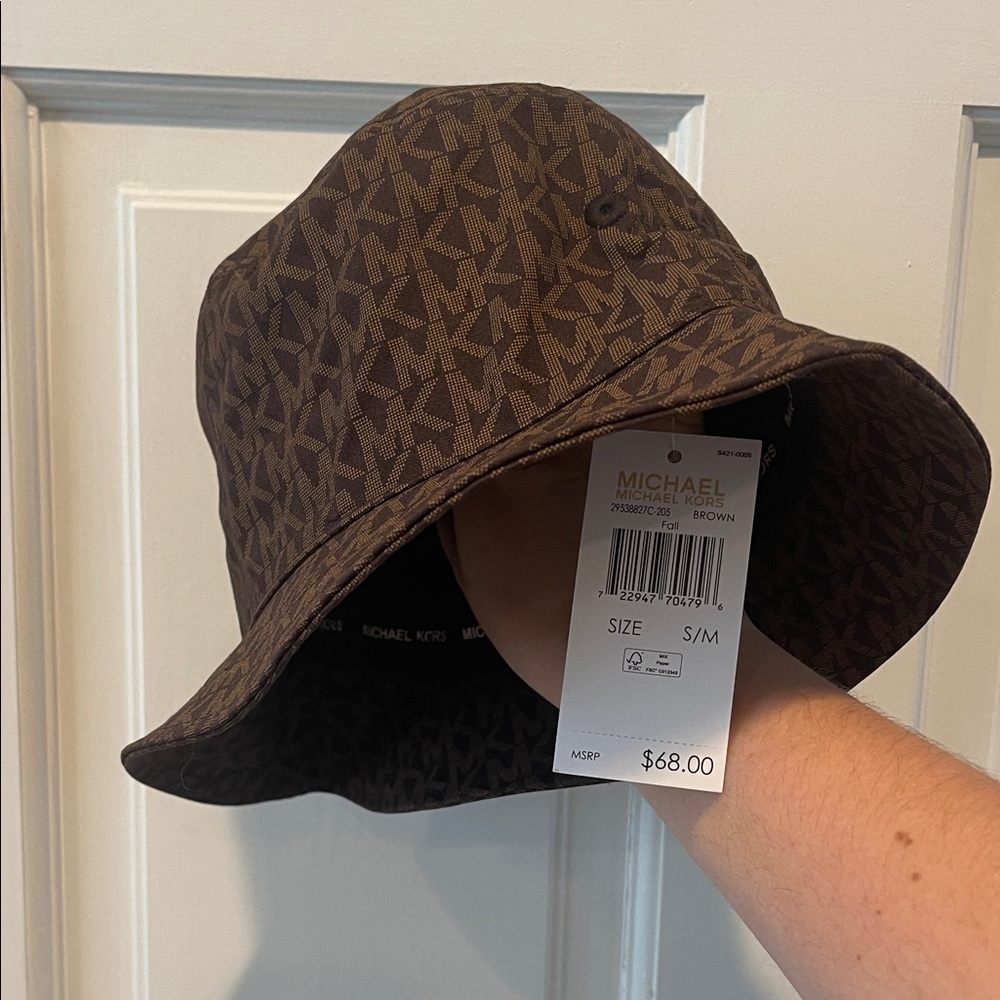 Michael Kors Brown Monogram Bucket Hat